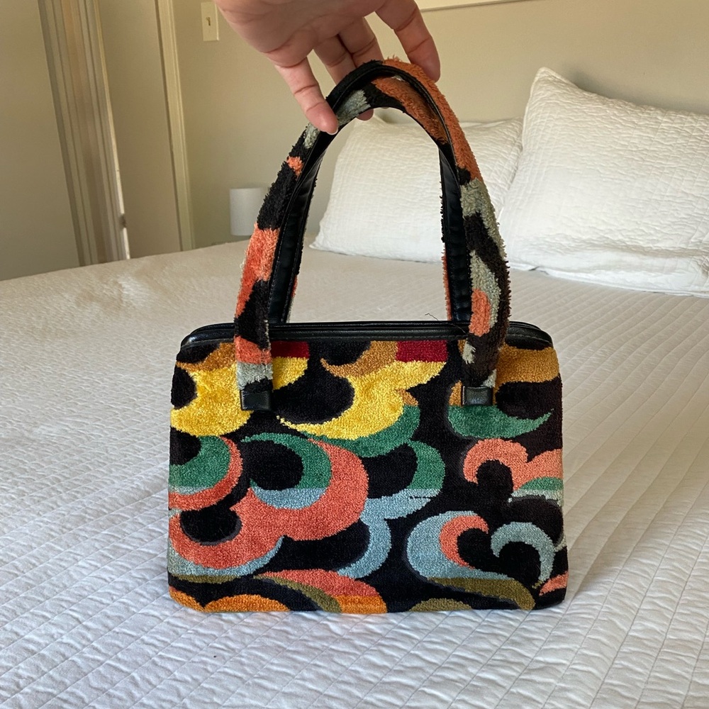 Vintage 1970s Carpet Tapestry Handbag – Retro Mod Style